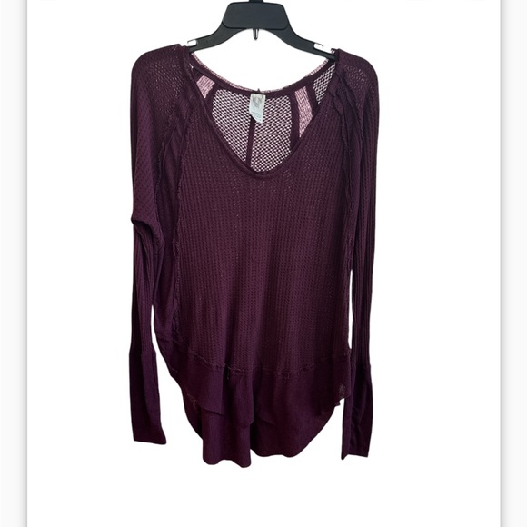 Free People We the Free Catalina Thermal Tunic Top Long Sleeve Burgundy Womens S - Picture 3 of 5
